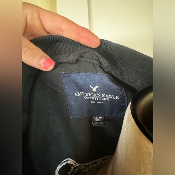 American Eagle Bomber Jacket Embroidered Aviator Biker Moto Varsity Jacket - Picture 9 of 9